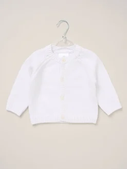 Rock-A-Bye Baby Boutique White Cardigan with Embroidery Back Detail