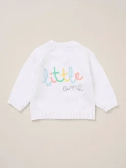 Rock-A-Bye Baby Boutique White Cardigan with Embroidery Back Detail