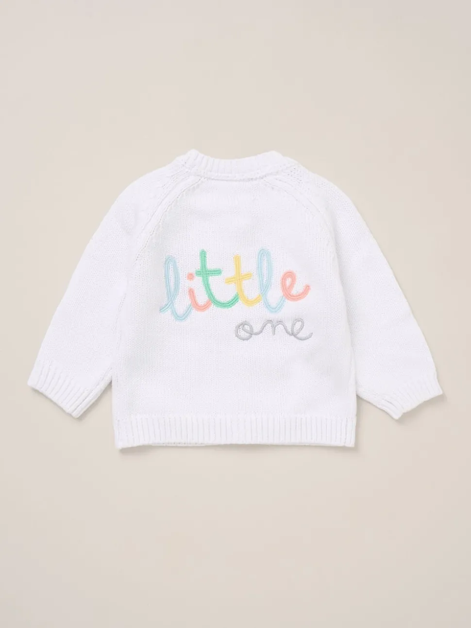 Rock-A-Bye Baby Boutique White Cardigan with Embroidery Back Detail