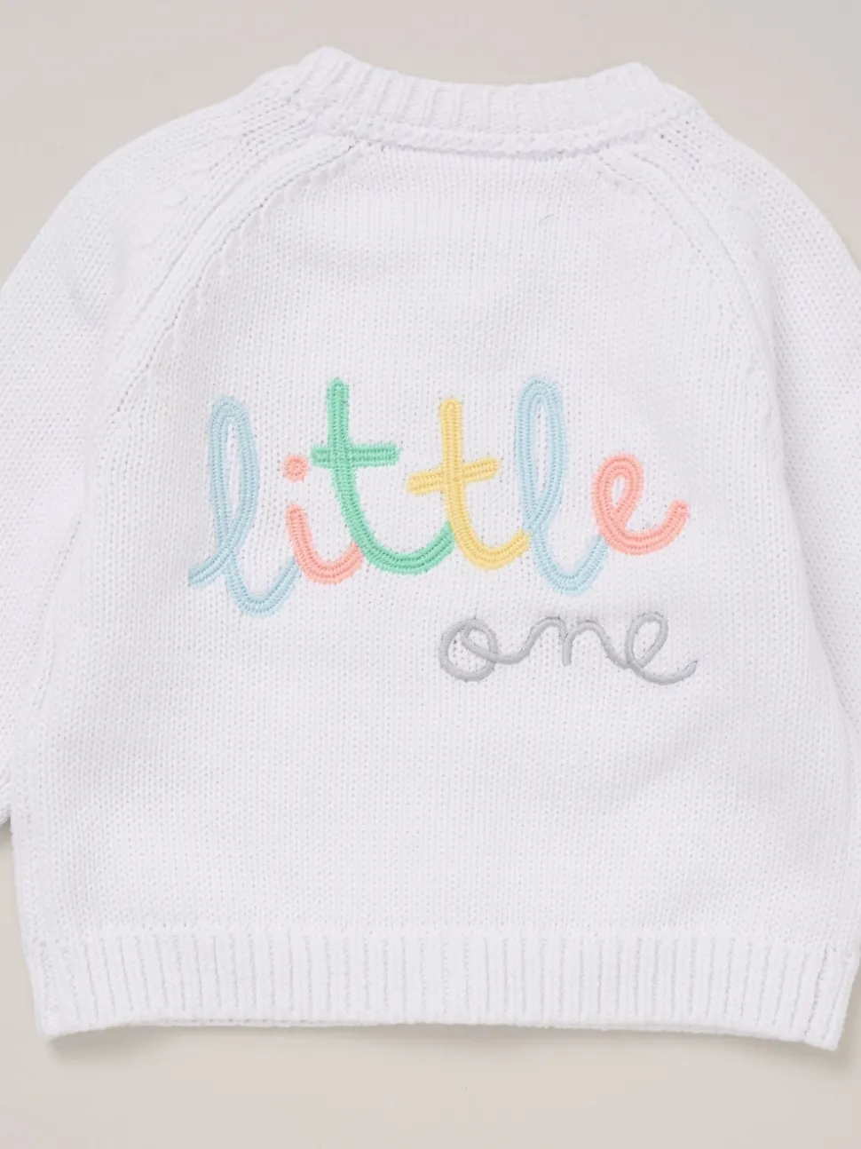 Rock-A-Bye Baby Boutique White Cardigan with Embroidery Back Detail