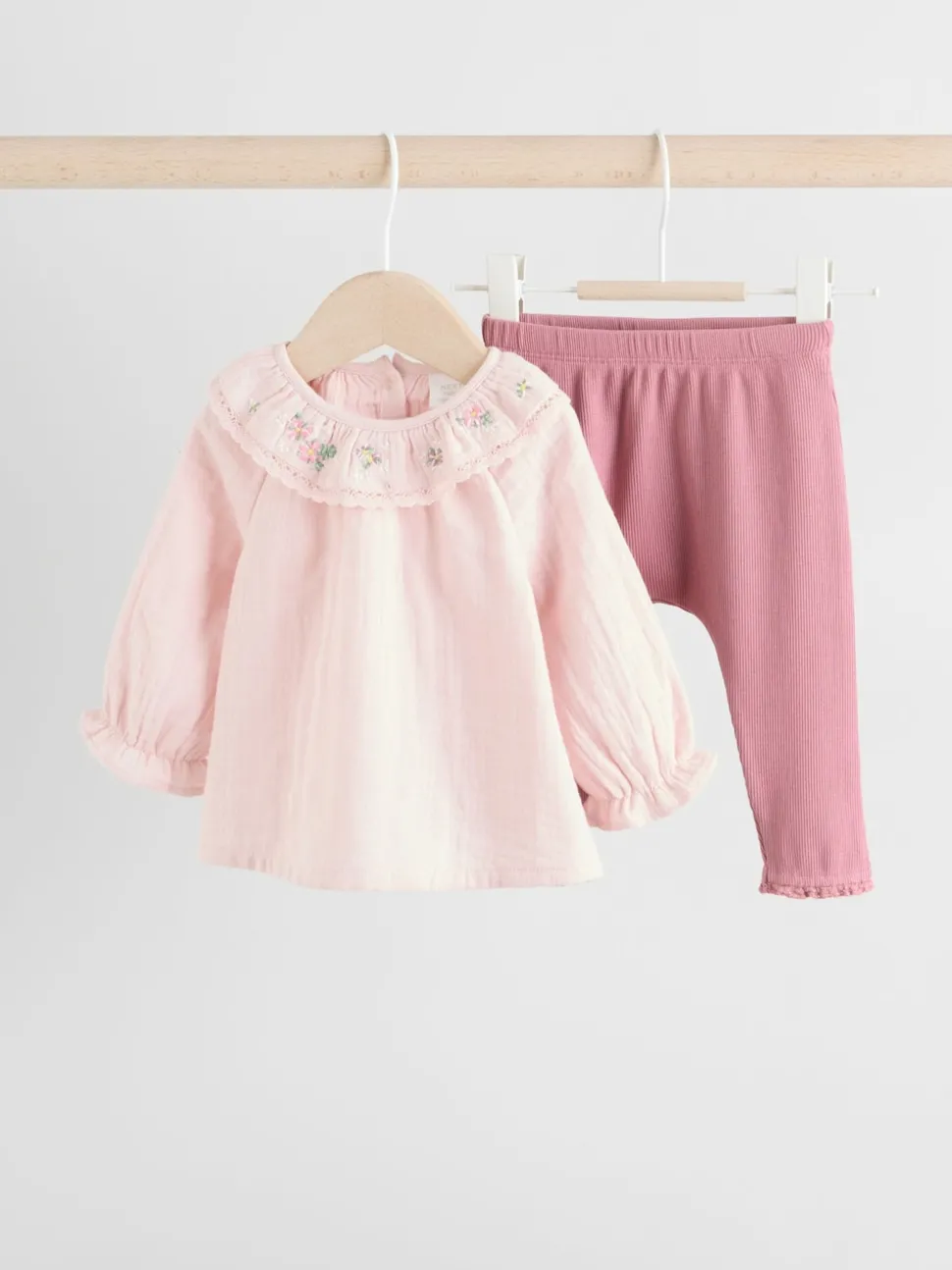 Rose Pink Long Sleeve Baby Top and Leggings 2 Piece Set (0mths-2yrs)