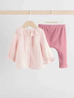 Rose Pink Long Sleeve Baby Top and Leggings 2 Piece Set (0mths-2yrs)