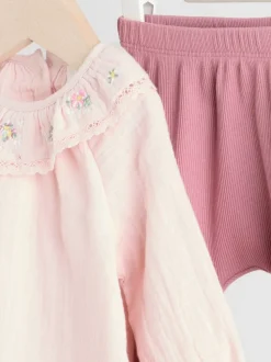 Rose Pink Long Sleeve Baby Top and Leggings 2 Piece Set (0mths-2yrs)