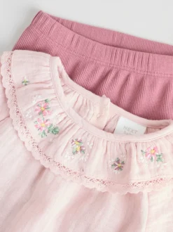 Rose Pink Long Sleeve Baby Top and Leggings 2 Piece Set (0mths-2yrs)