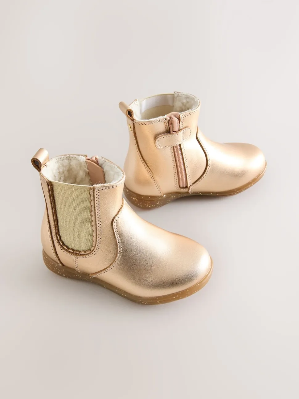 Rose Gold Standard Fit (F) Leather Chelsea Ankle Boots