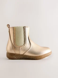 Rose Gold Standard Fit (F) Leather Chelsea Ankle Boots