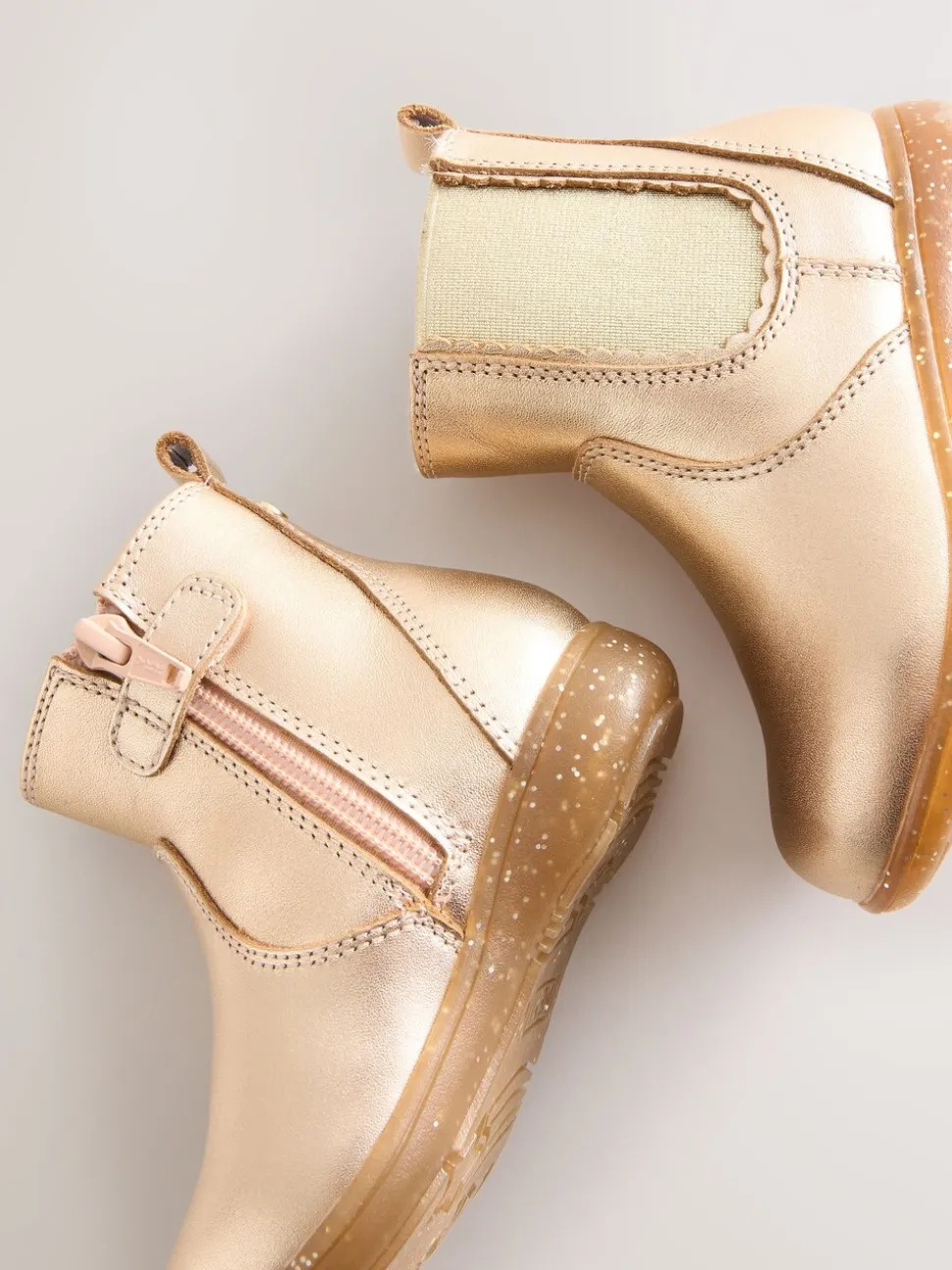 Rose Gold Standard Fit (F) Leather Chelsea Ankle Boots