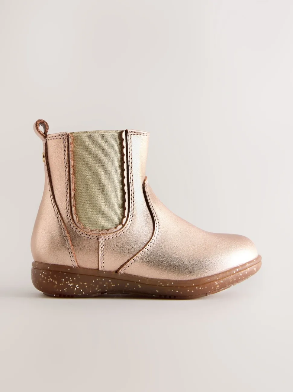 Rose Gold Wide Fit (G) Leather Chelsea Ankle Boots