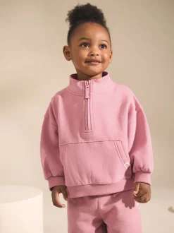 Rose Pink Quarter Zip Sweatshirt (3mths-7yrs)