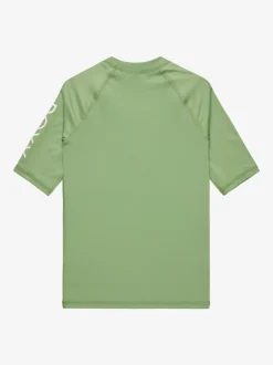 Roxy Green Girls Wholehearted Short Sleeve Logo Rash Vest