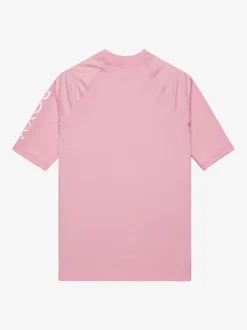 Roxy Pink Girls Wholehearted Short Sleeve Logo Rash Vest