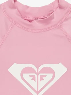 Roxy Pink Girls Wholehearted Short Sleeve Logo Rash Vest