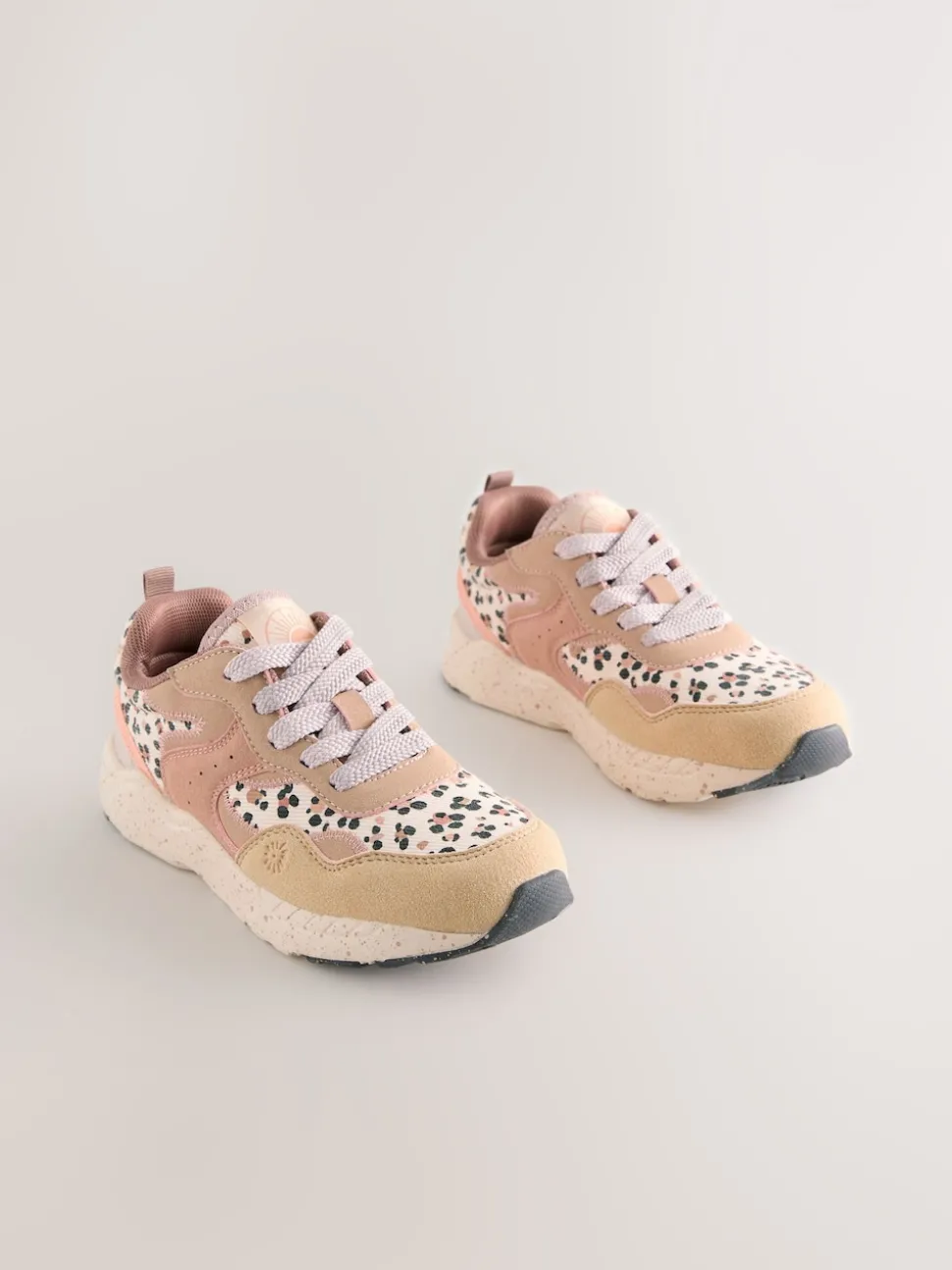 Rust Orange Leopard Print Standard Fit (F) Lace-Up Colourblock Trainers
