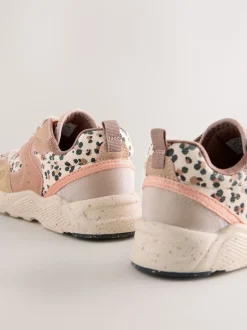 Rust Orange Leopard Print Standard Fit (F) Lace-Up Colourblock Trainers