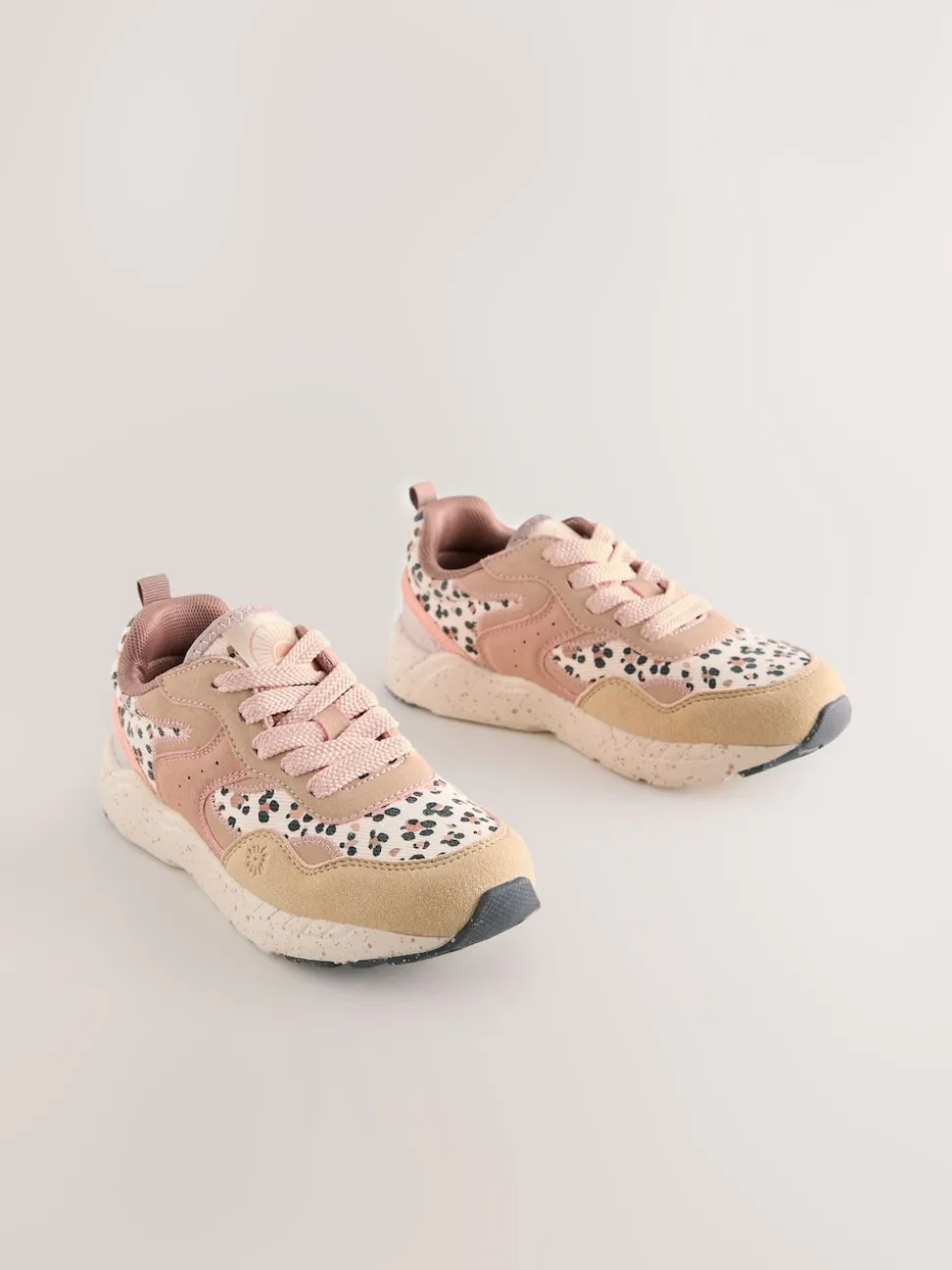 Rust Orange Leopard Print Wide Fit (G) Lace-Up Colourblock Trainers