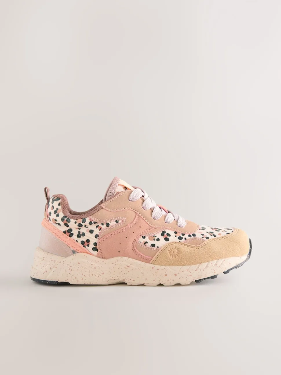 Rust Orange Leopard Print Wide Fit (G) Lace-Up Colourblock Trainers