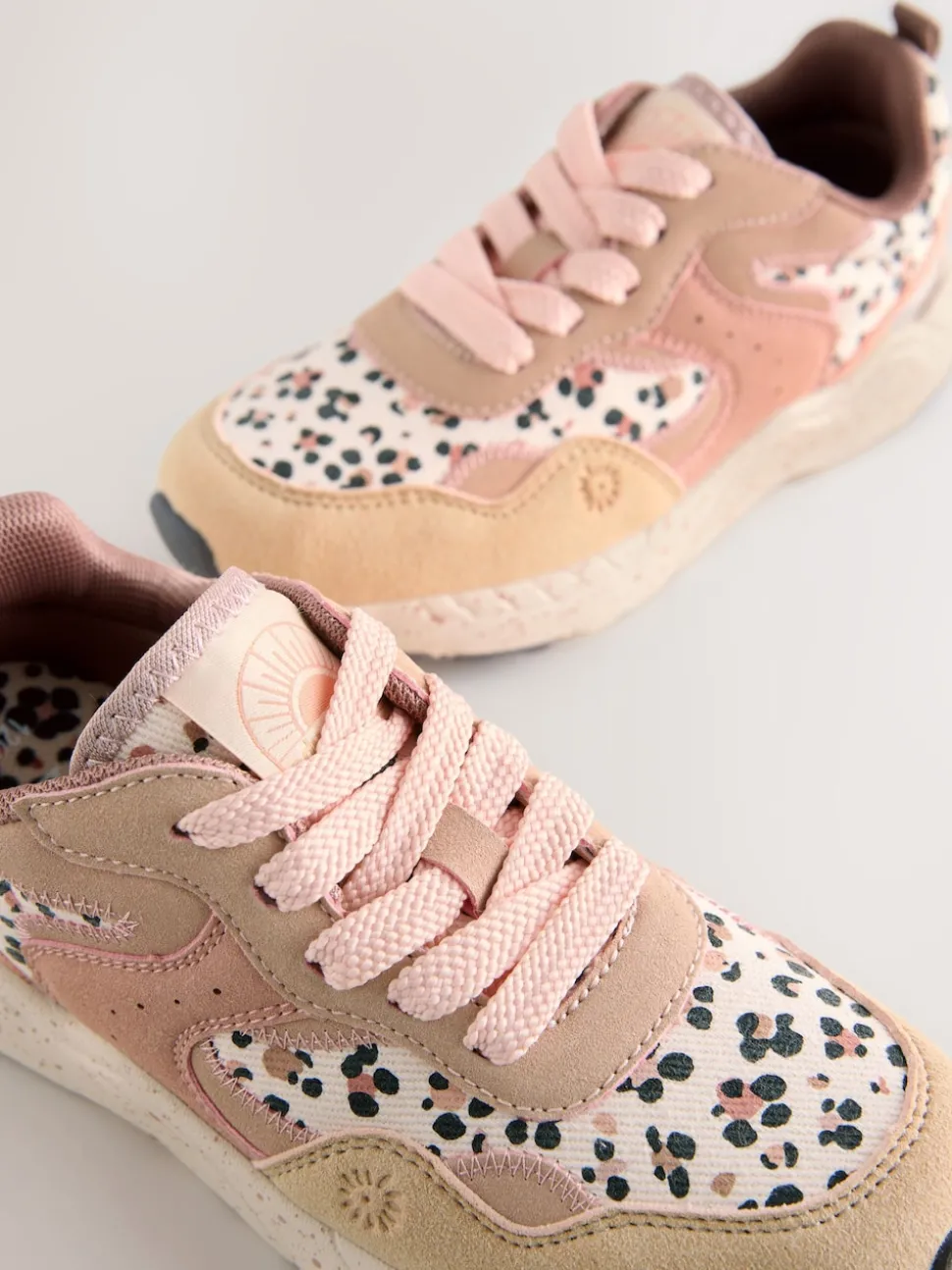 Rust Orange Leopard Print Wide Fit (G) Lace-Up Colourblock Trainers