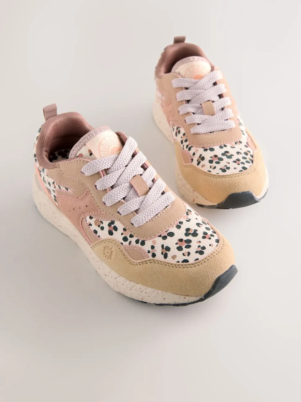 Rust Orange Leopard Print Wide Fit (G) Lace-Up Colourblock Trainers