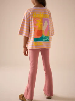 Rust Pink 1 Pack Rib Flare Leggings (3-16yrs)