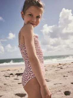 Rust Red Ditsy Shirred Swimsuit (3-16yrs)