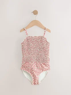 Rust Red Ditsy Shirred Swimsuit (3-16yrs)