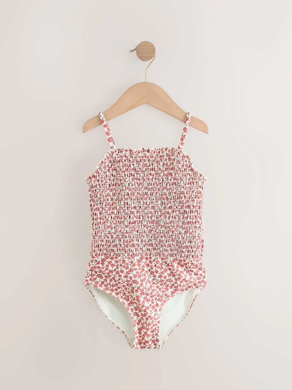 Rust Red Ditsy Shirred Swimsuit (3-16yrs)