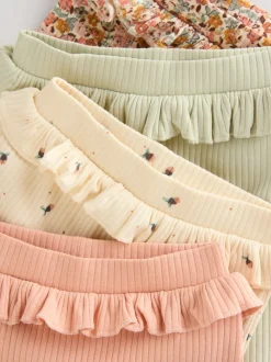 Sage Green/Coral/Ditsy Baby Leggings 4 Pack (0mths-2yrs)