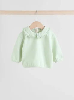 Sage Green/ Cream Ditsy Baby Frill Collar Sweater and Leggings 2 Piece Set (0mths-2yrs)