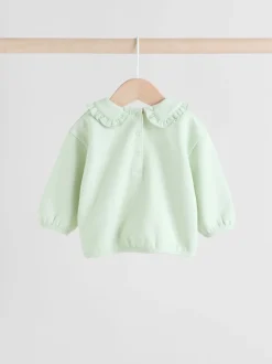Sage Green/ Cream Ditsy Baby Frill Collar Sweater and Leggings 2 Piece Set (0mths-2yrs)