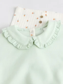 Sage Green/ Cream Ditsy Baby Frill Collar Sweater and Leggings 2 Piece Set (0mths-2yrs)