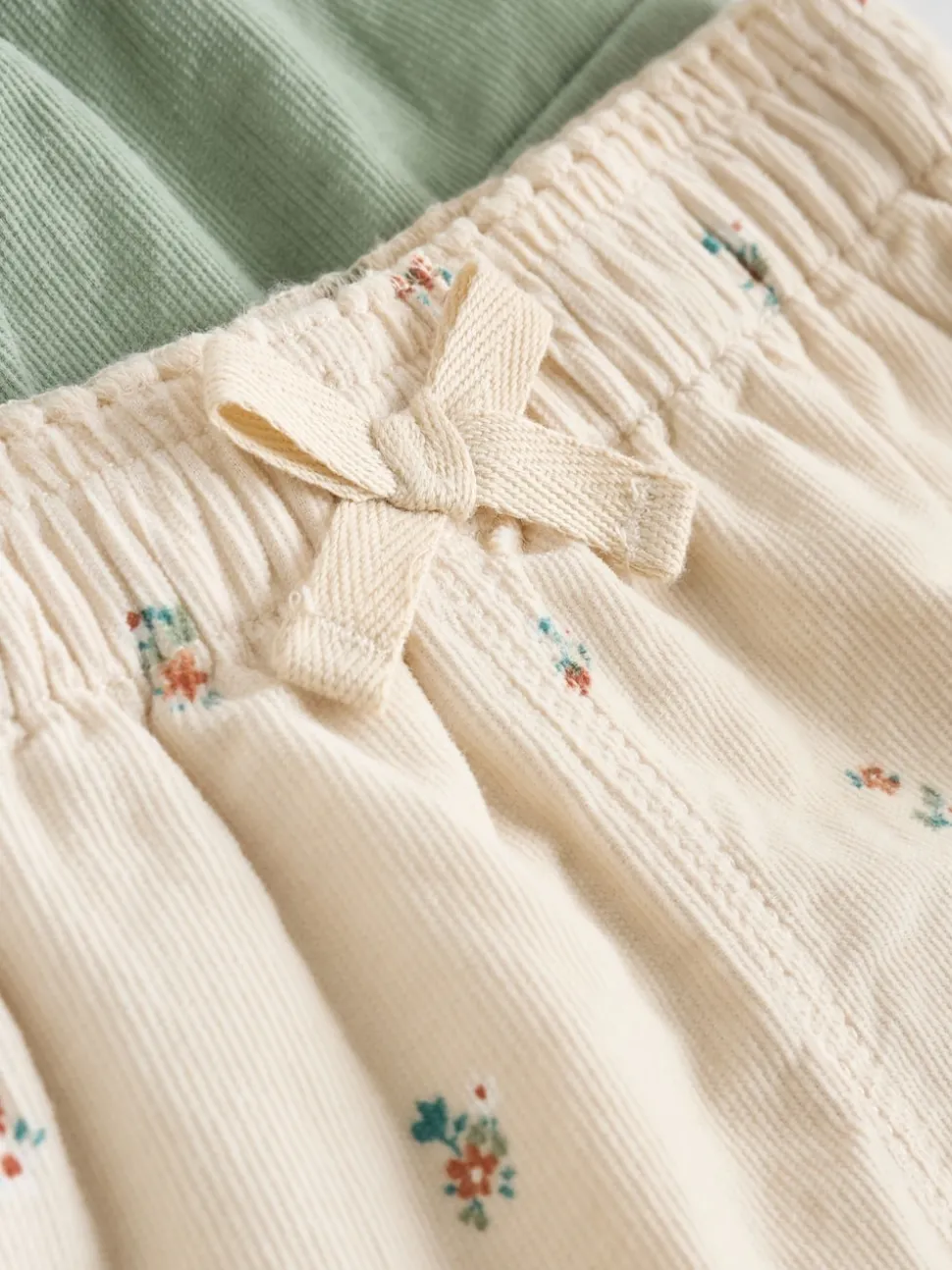 Sage Green/Ditsy Baby Cord Trousers 2 Pack (0mths-2yrs)