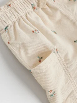 Sage Green/Ditsy Baby Cord Trousers 2 Pack (0mths-2yrs)