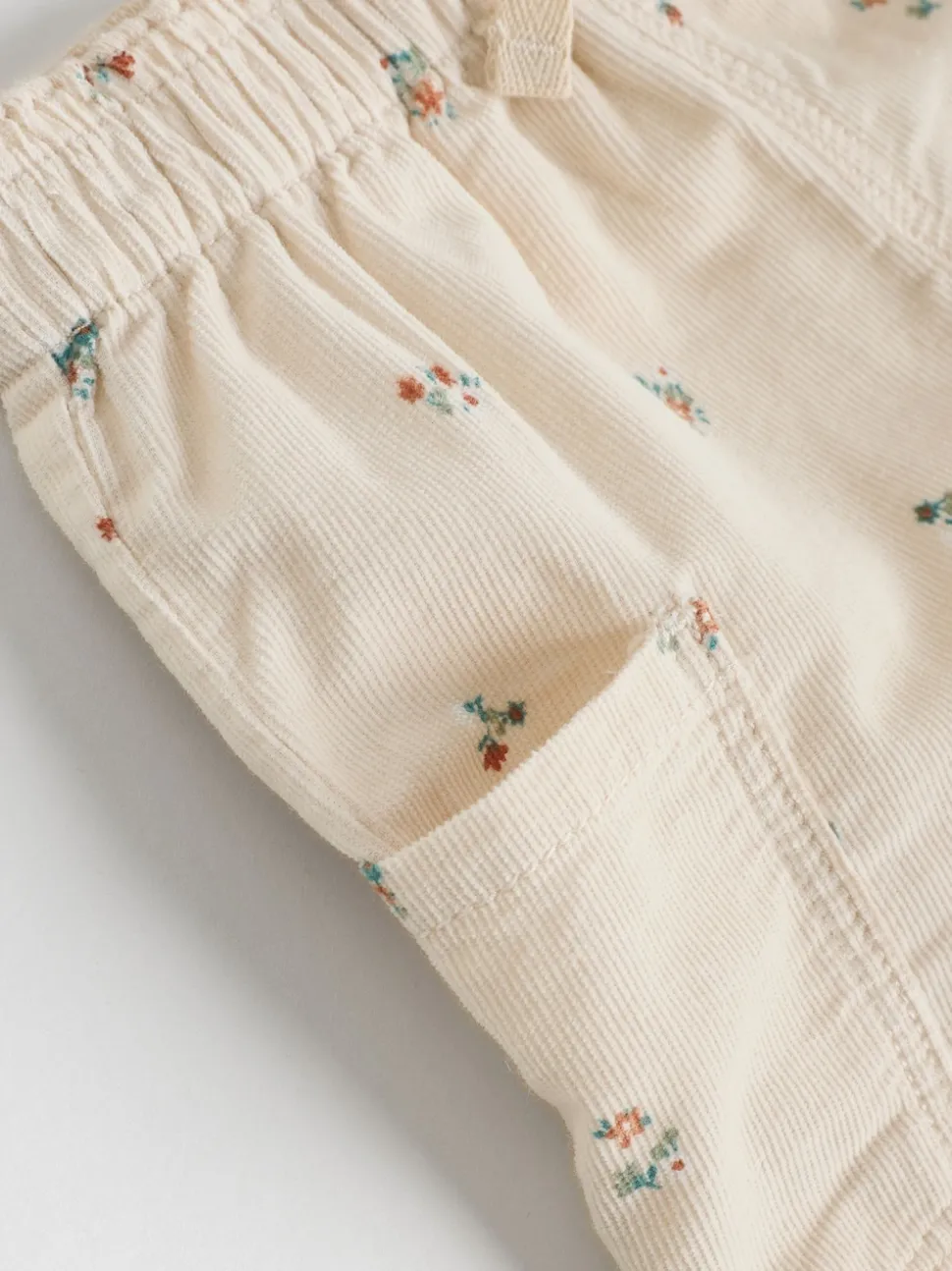 Sage Green/Ditsy Baby Cord Trousers 2 Pack (0mths-2yrs)