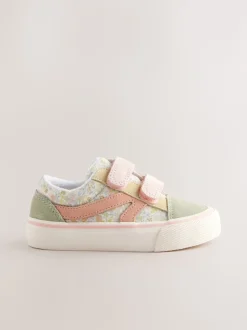 Sage Green Floral Standard Fit (F) Touch Fastening Trainers