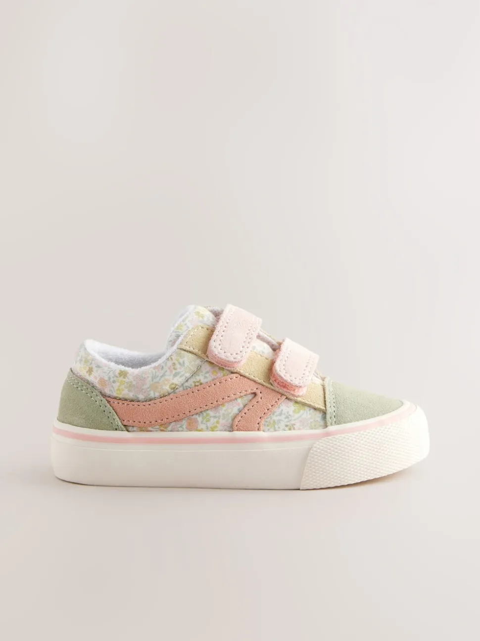 Sage Green Floral Standard Fit (F) Touch Fastening Trainers