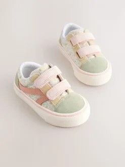 Sage Green Floral Standard Fit (F) Touch Fastening Trainers