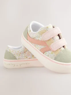 Sage Green Floral Standard Fit (F) Touch Fastening Trainers