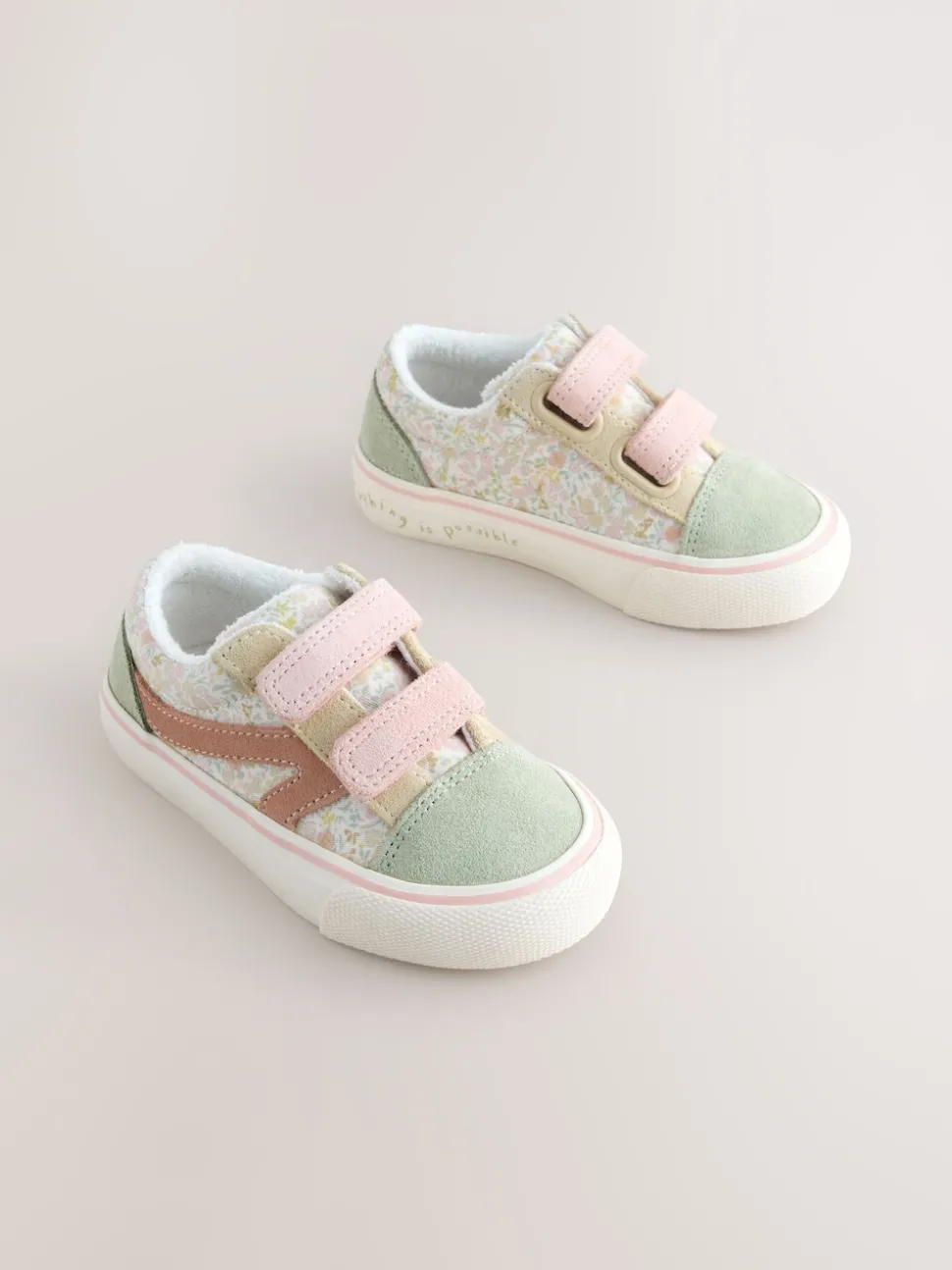 Sage Green Floral Standard Fit (F) Touch Fastening Trainers