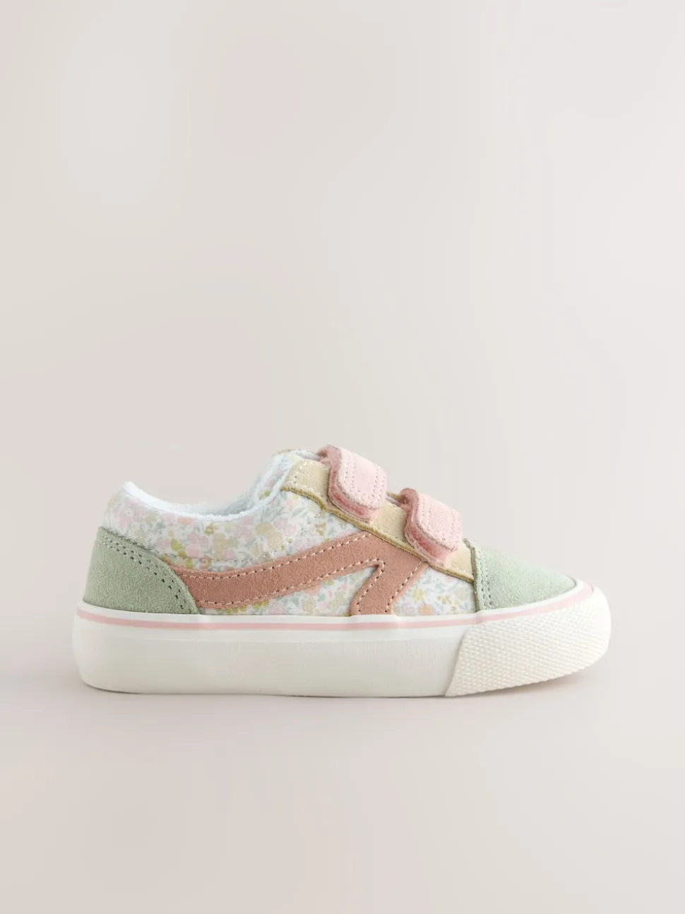 Sage Green Floral Standard Fit (F) Touch Fastening Trainers