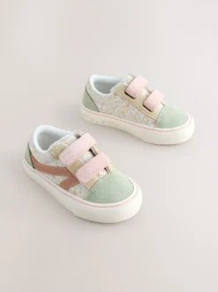 Sage Green Floral Wide Fit (G) Touch Fastening Trainers