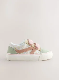 Sage Green Floral Wide Fit (G) Touch Fastening Trainers