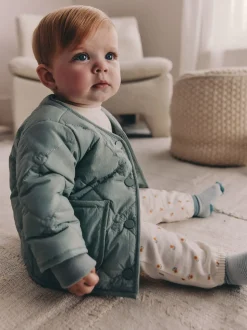Sage Green Tulip Quilted Nylon Baby Jacket (0mths-2yrs)