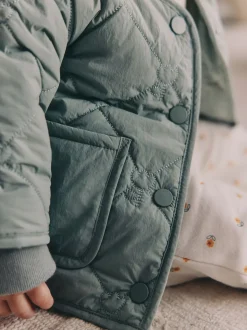 Sage Green Tulip Quilted Nylon Baby Jacket (0mths-2yrs)