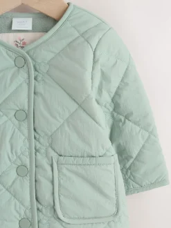 Sage Green Tulip Quilted Nylon Baby Jacket (0mths-2yrs)