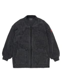 SCAMP & DUDE Black Kids Quilted Bolt Bomber Jacket Cotton