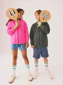 SCAMP & DUDE Black Kids Quilted Bolt Bomber Jacket Cotton