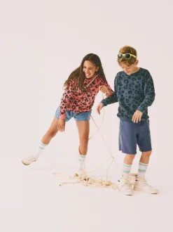 SCAMP & DUDE Blue Kids Classic Sweatshirt Leopard & Lightning Bolt