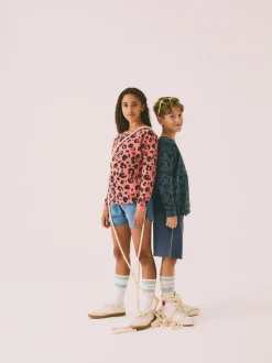 SCAMP & DUDE Blue Kids Classic Sweatshirt Leopard & Lightning Bolt
