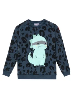 SCAMP & DUDE Blue Kids Classic Sweatshirt Leopard & Lightning Bolt Dino Graphic