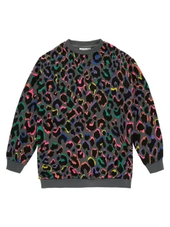 SCAMP & DUDE Grey Kids Oversized Sweatshirt Leopard & Lightning Bolt